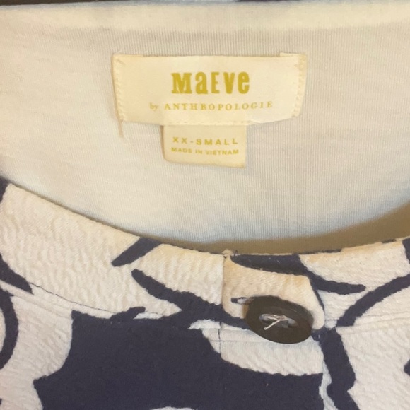 Anthropologie Maeve Amiens Blue & White Floral Puffed Sleeve Cropped Blouse - Picture 9 of 10